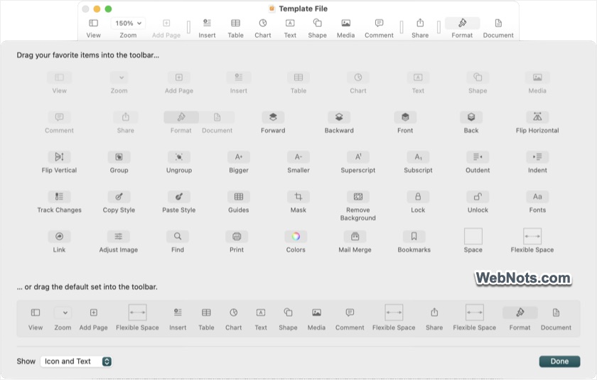Customize Pages Toolbar