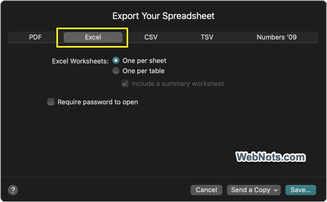 Export Numbers File to Excel