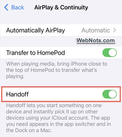 Handoff in iPhone