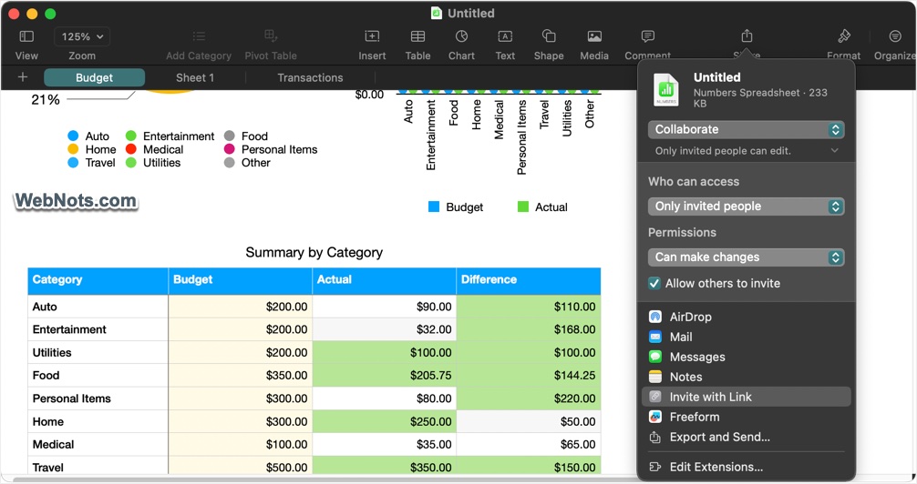Share to Collaborate Numbers File