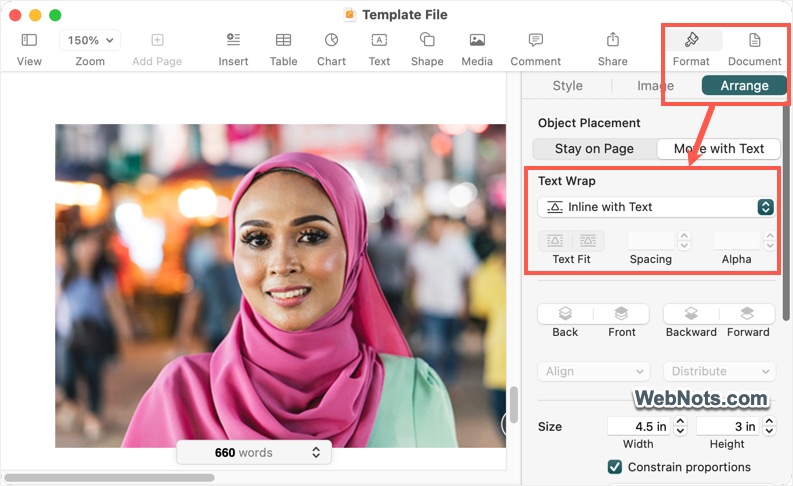 Text Wrapping in Pages