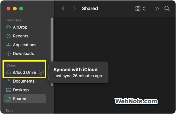 iCloud Sync Status in Mac