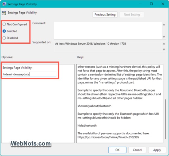 Change to Not Configured
