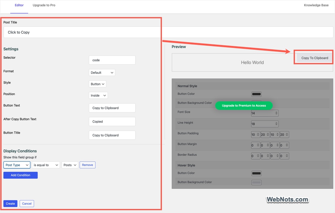 Customize and Preview Button