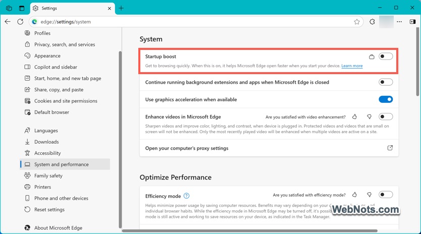 Disable Startup Boost