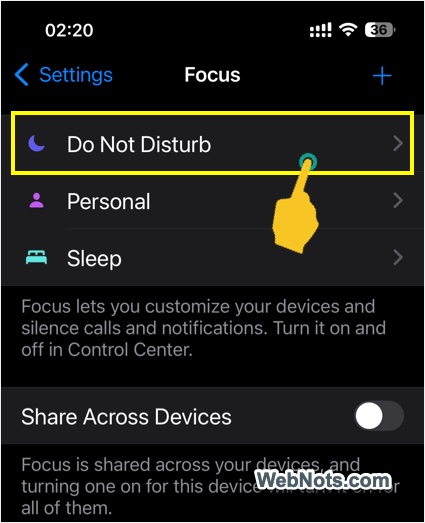 Do Not Disturb Setting