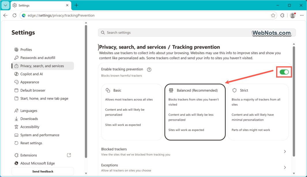 Edge Tracking Prevention