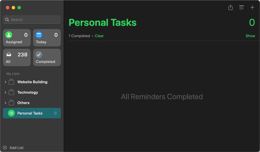 Mac Reminders App