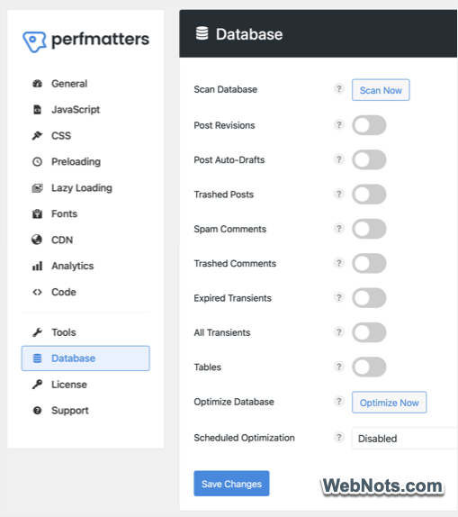 Perfmatters DB Optimization