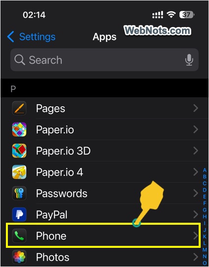 Phone App Settings