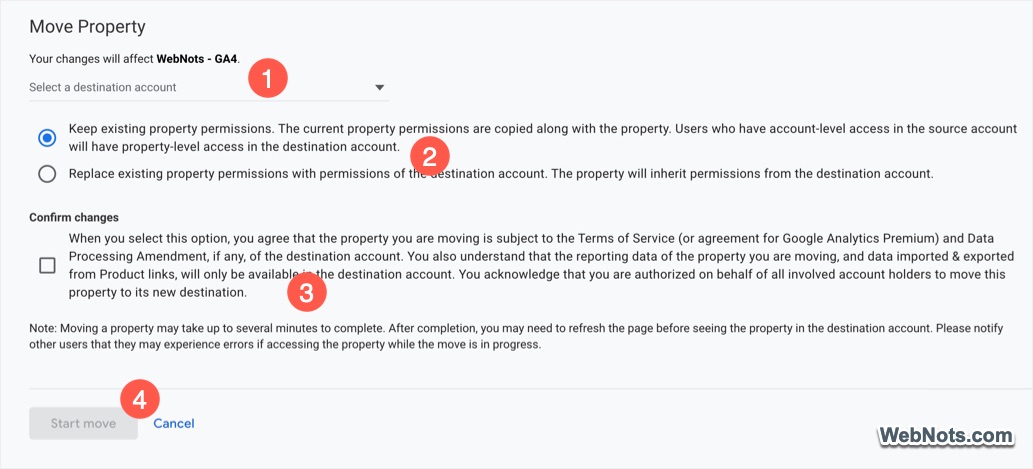 Select Account and Move Property