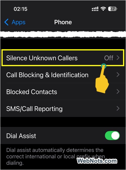 Silence Calls Setting