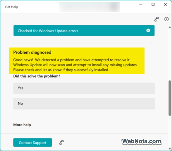Troubleshooter Fixed Problem
