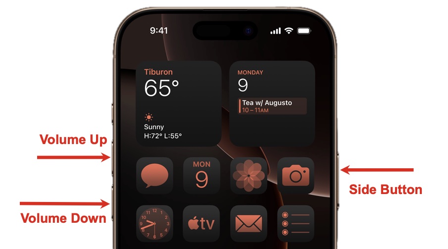 Volume Up, Down and Side Buttons