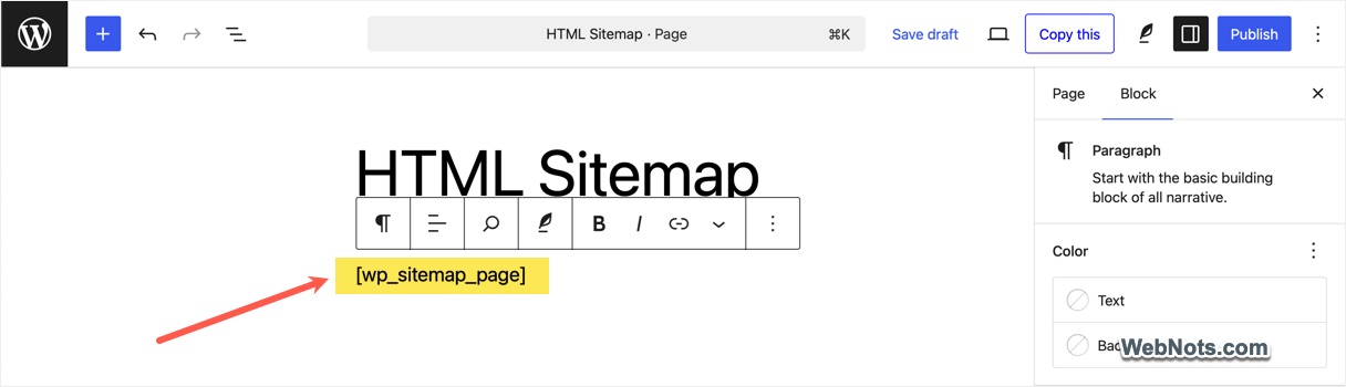 Insert Sitemap Shortcode