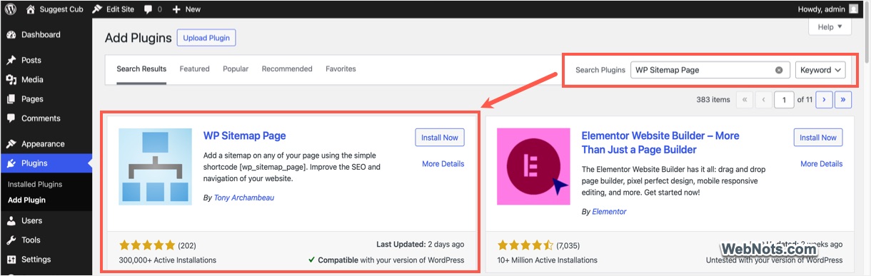Install WP Sitemap Page Plugin