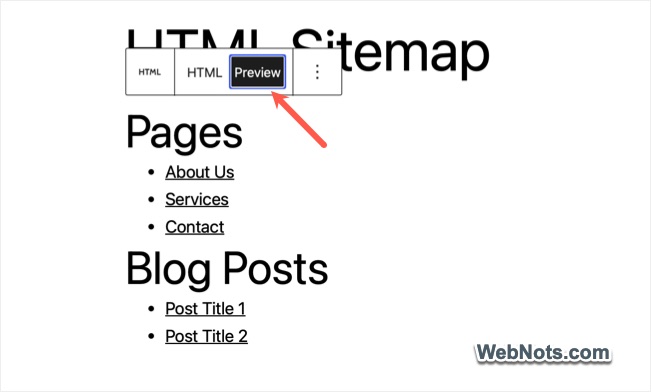 Preview Sitemap Content
