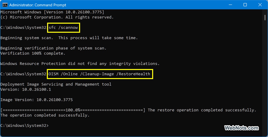Run SFC and DISM Commands