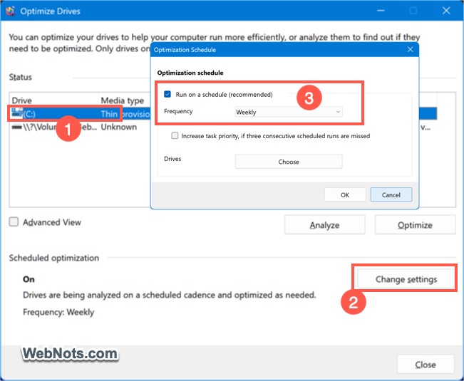 Schedule Optimize Drives