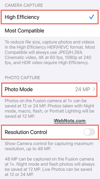 Set Photo Format and Mode