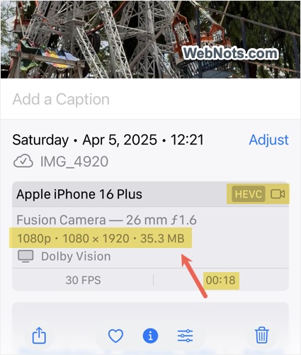 Video Size in iPhone