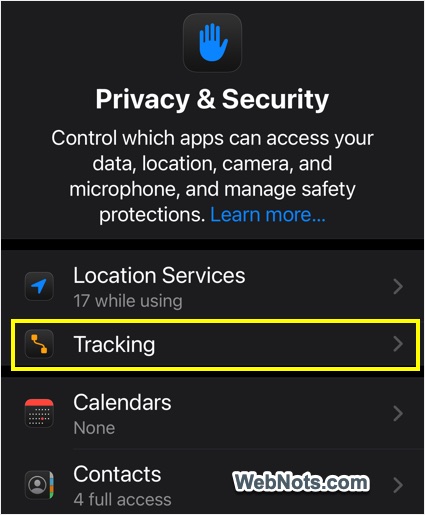 iPhone Tracking Settings