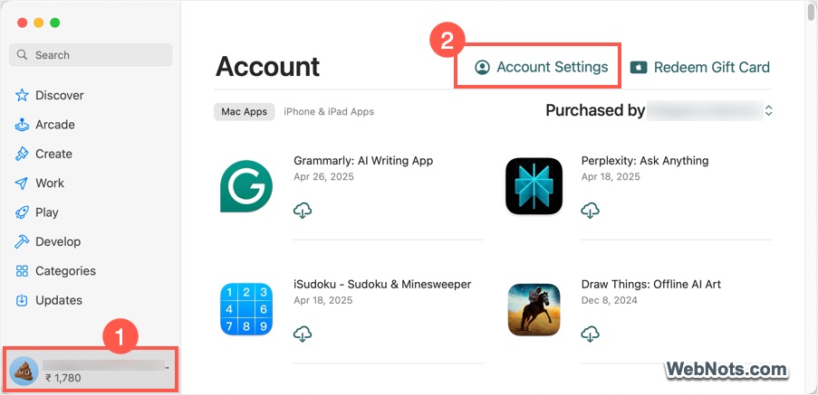 Access Account Settings on Mac App Store