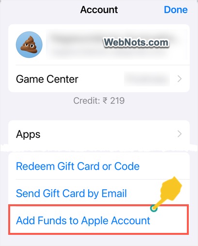 Add Funds from App Store