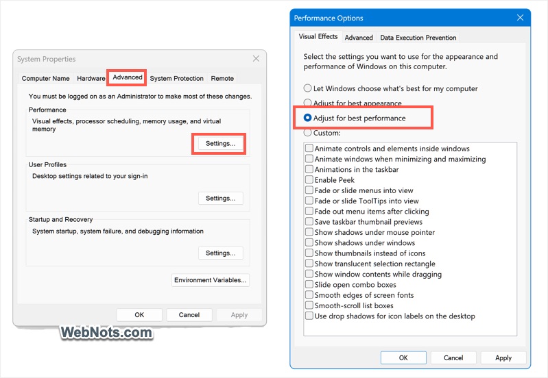 Adjust System for Best Performance