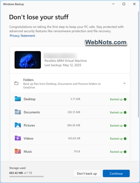 Backup Folders with Windows Backup App
