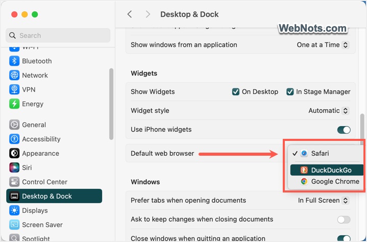 Change Default Browser in Mac