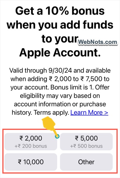 Choose Amount