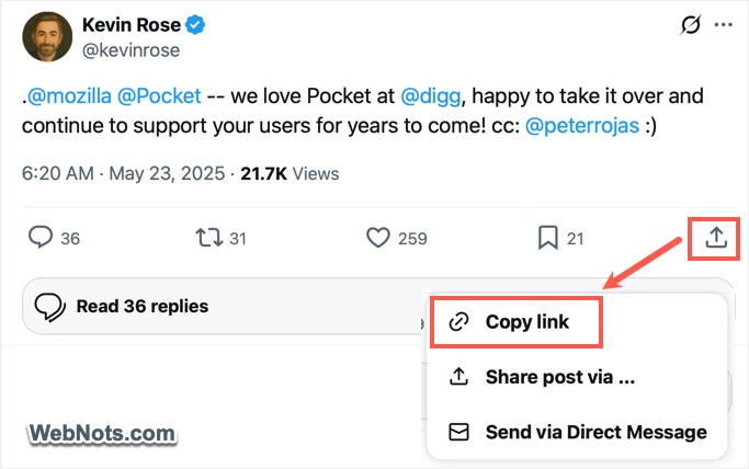 Copy Tweet Share URL
