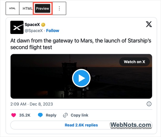 Custom HTML to Embed Tweet