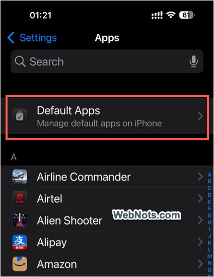 Default Apps Settings