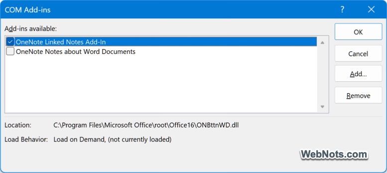 Disable or Remove Add-ins
