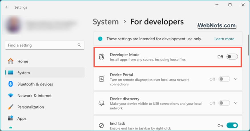 Enable Developer Mode