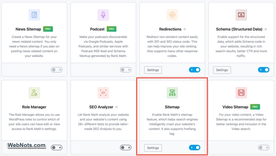 Enable Sitemap in Rank Math