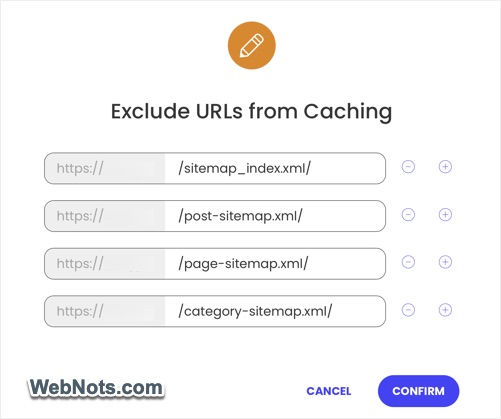 Exclude Sitemap URLs from Caching