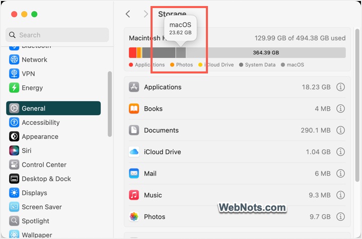 Find Visual Mac Storage