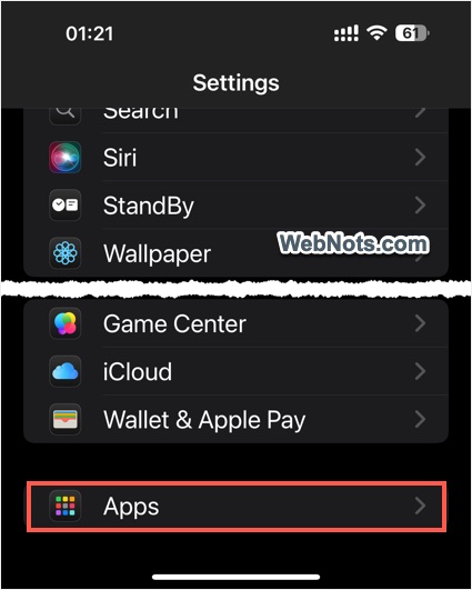 Open Apps Settings