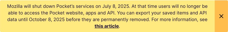 Pocket Shut Down Notification
