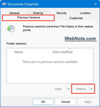 Restore Folder from File History