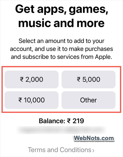 Select Amount