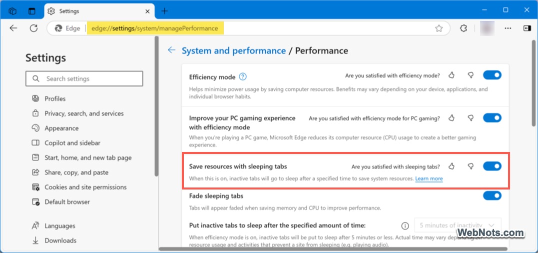 Sleeping Tabs in Edge