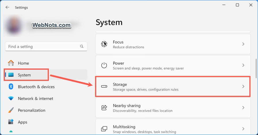 Storage Settings in Windows 11