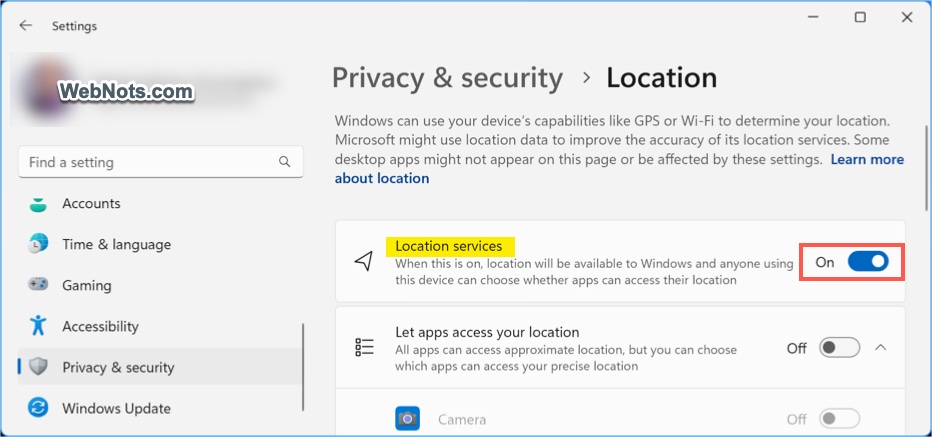 Turn Off Location Services