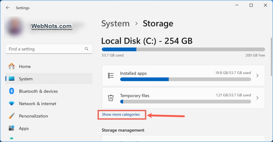 View All Categories for C Drive