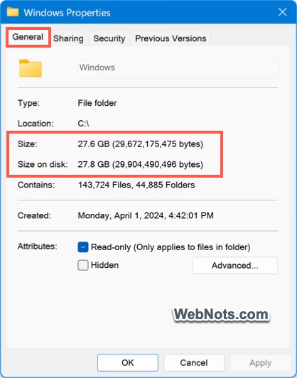 Windows Folder Properties