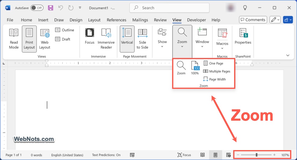 Zoom Features in Word
